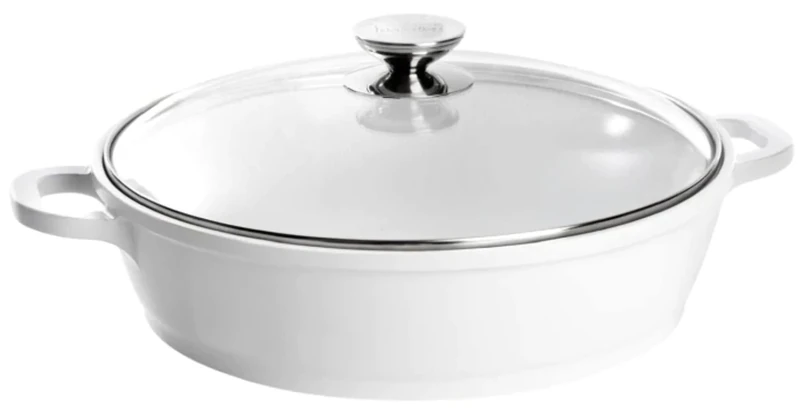Berndes Vario Click Induction White 032169 Casserole Pot with Glass Lid 32 cm