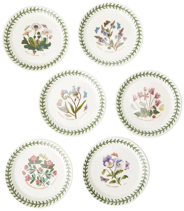 Portmeirion Botanic Garden - 15cm Bread and Butter Plates - Set of 6, White