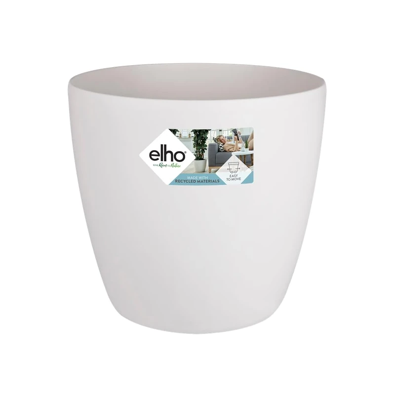 elho Brussels Round Wheels 47 - Large Plant Pot Indoor - 100% recycled plastic - Ø 46.5 x H 43.5 cm - White/White