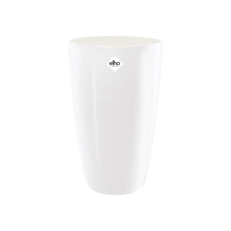 elho Brussels Diamond Round High 32 - Flower Pot Indoor - 100% Recycled Plastic - Ø 32.0 x H 55.3 cm - White/White