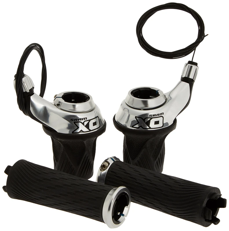 Sram MTB X0 Grip Shift Set Shifter 3 x 10 Includes Lock-On Grips - Silver