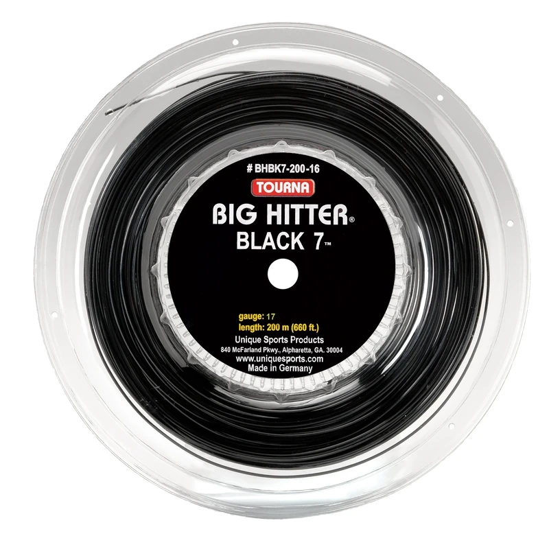 Tourna Big Hitter Black 7 Ultimate Spin String, Black7 17g Reel - Image 1