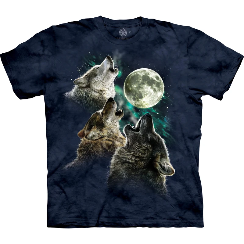 The Mountain Men's Three Wolf Moon Short Sleeve Tee, Blue, Large - Image 1