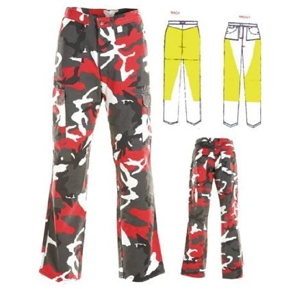 Bikers Gear Australia Kevlar Lined Protective Motorcycle Cargo Trouser Kevlar Jeans with Removable CE1621-1 Armour, Red Camo, Size 40R