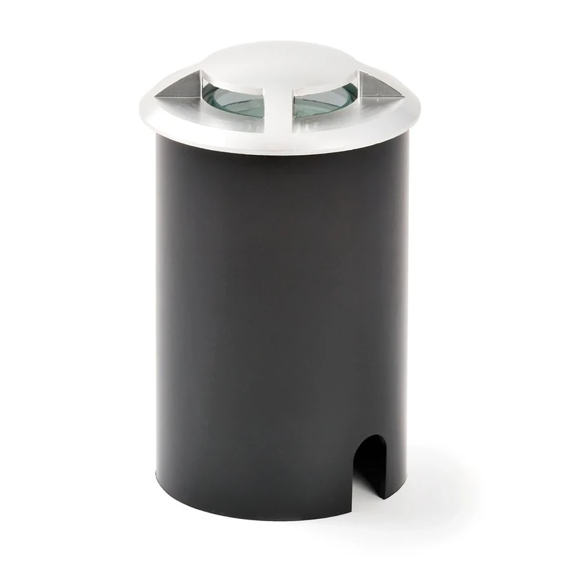 Konstsmide 7902-310 Four Horizontal Light Beams High Power LED Ground Spot / 3 High Power 1 W LEDs / IP65 / 230-240 Volt / Aluminium Silver / Clear Glass