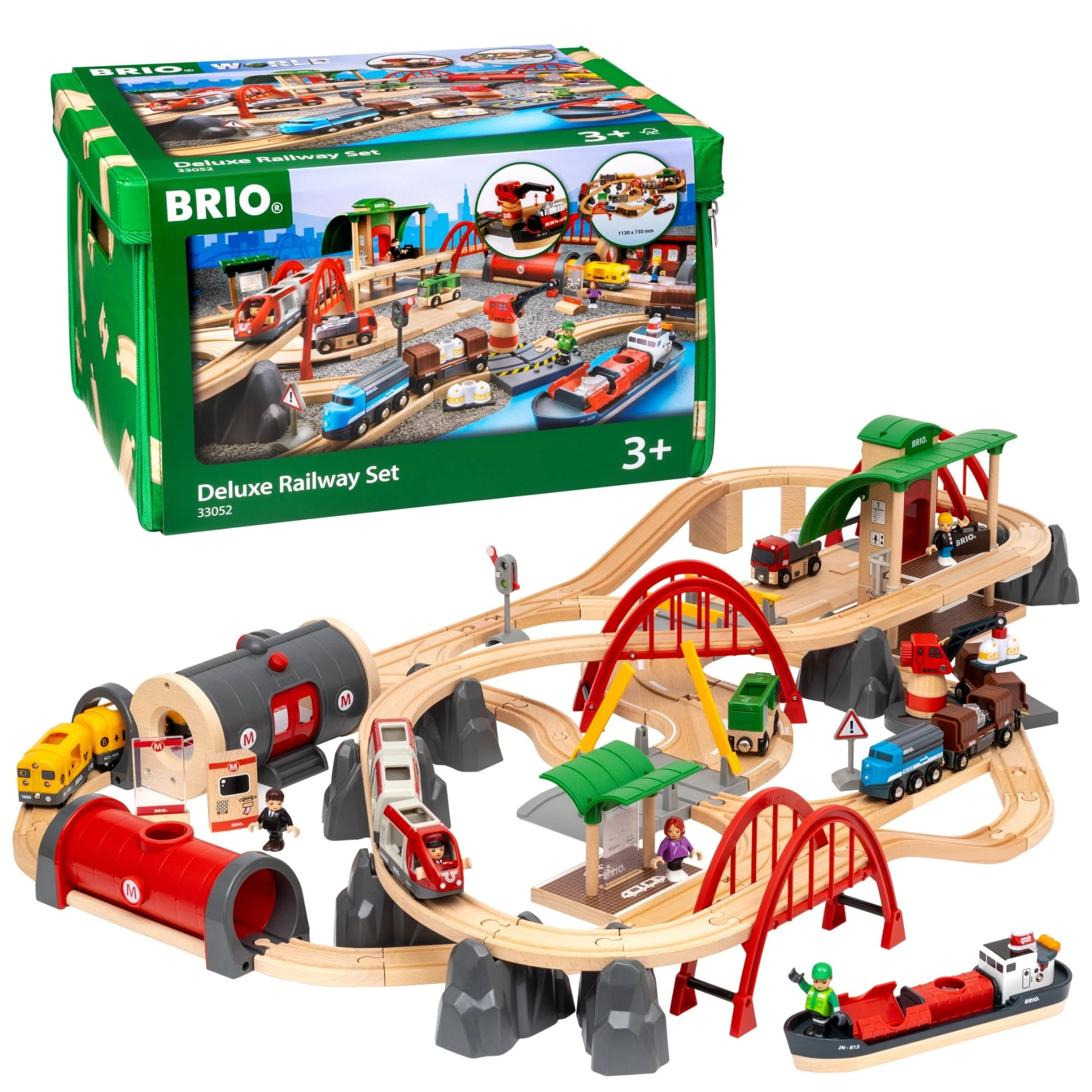 BRIO World Deluxe Wooden Railway Train Set for Kids Age 3 Years Up