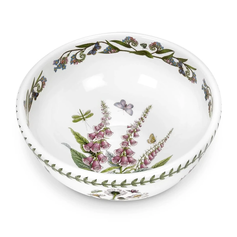 Portmeirion x Botanic Garden Salad Bowl - Floral Ceramic Bowl for Soups, Salads, or Desserts, Durable and Versatile, Made in England Earthenware, Microwave and Dishwasher Safe, 25cm
