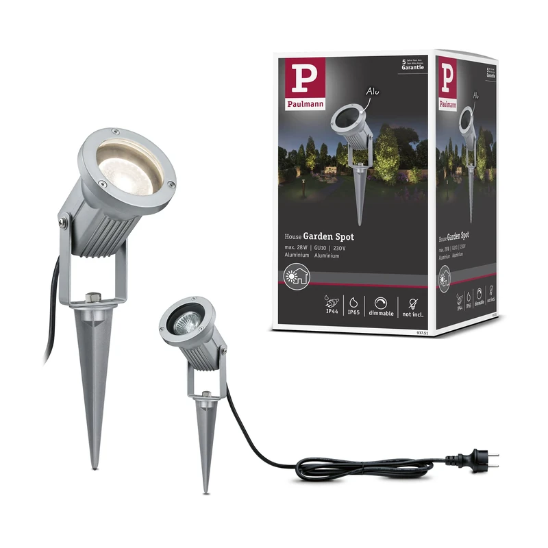 Paulmann 93751 Outdoor Plant Light Spike Special Line Outdoor Light Spotlight IP65 GU10 Aluminium Spotlight Max 1 x 28 W Ground Spike Light Without Bulb