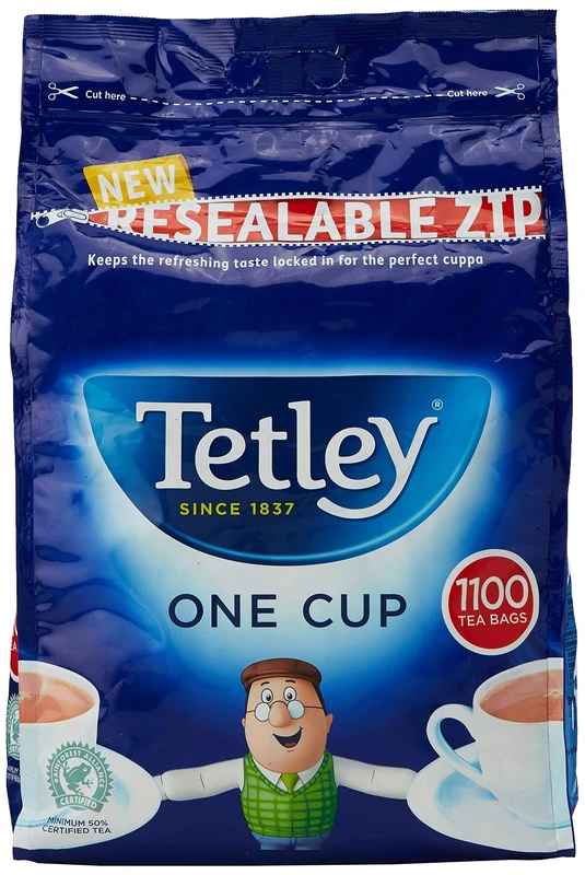 Tetley Original One Cup Black Tea Bags - Bulk Value Pack - Full Flavoured British Brew - Perfect for Breakfast or Anytime - Rainforest Alliance Certified - 1100 Teabags (1 Pack)