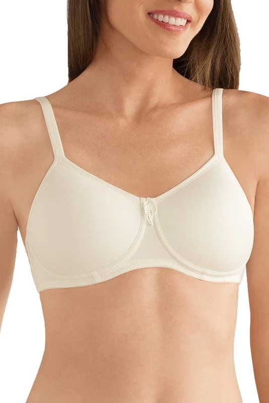 AMOENA Women's Lara Seamless Molded-Cup Wire-Free Bra, Opaque, Off- White, 32A