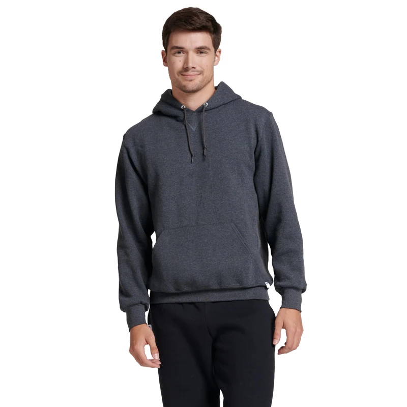 Russell Athletic Men's Dri-Power Fleece Hoodies, Moisture Wicking, Cotton Blend, Relaxed Fit, Sizes S-4x, Black Heather Pullover, L