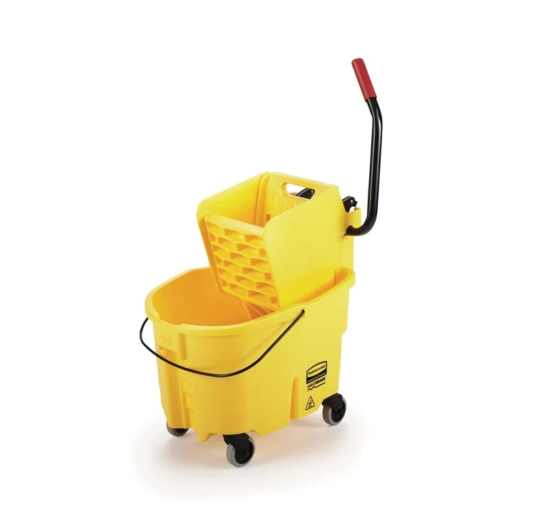 Rubbermaid Commercial WaveBrake Mopping System Bucket and Side-Press Wringer Combo, 26-quart, Yellow (FG748000)