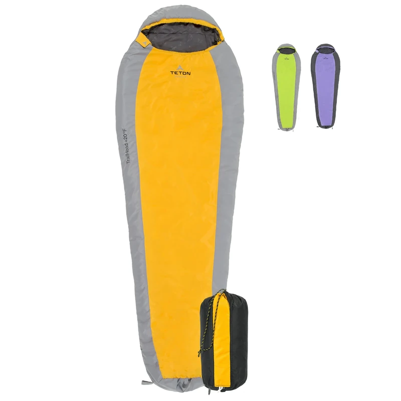 TETON Sports TrailHead -7C/+20F Ultralight Mummy Bag - Orange/Grey