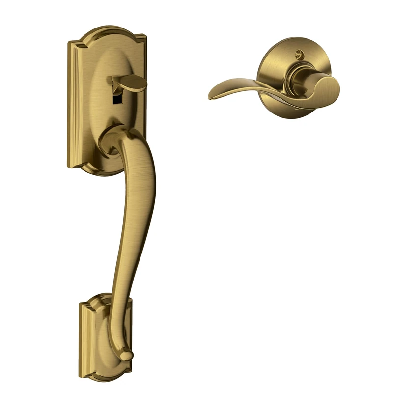 Schlage FE285 CAM 609 Acc LH Camelot Trim Lower Half Front Entry Handleset with Accent Left Hand Lever, Antique Brass by Schlage Lock Company