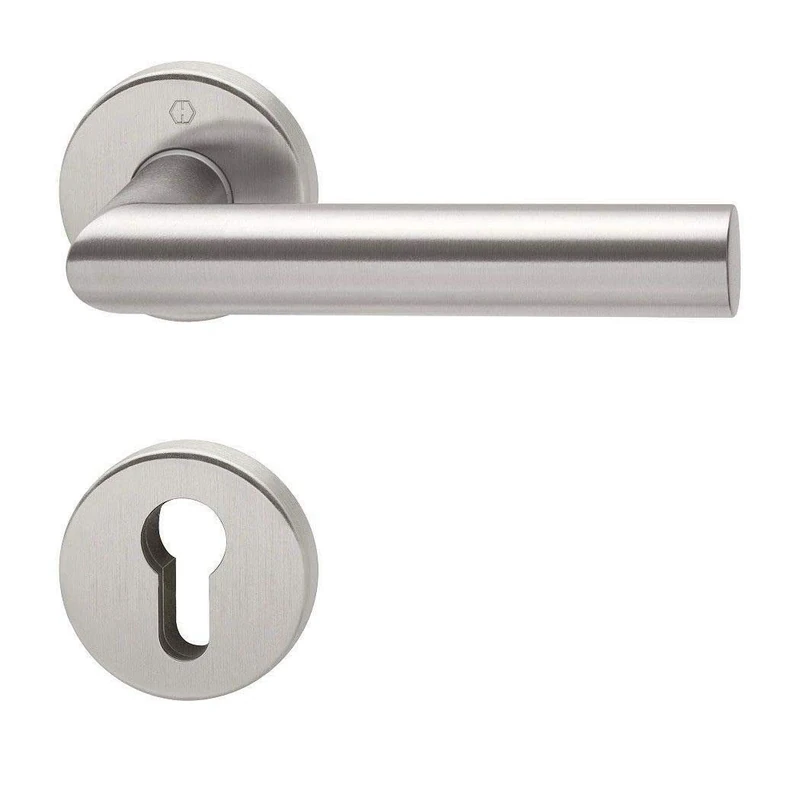 HOPPE Rosette Door Handle Amsterdam, Stainless Steel, Matte, for Interior, Door Handle/Door Cylinder