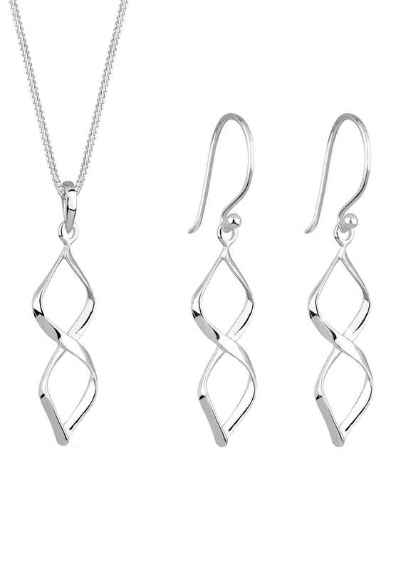 Elli Women's 925 Sterling Silver Pendant Necklace of Length 45 cm with Dangle Earrings