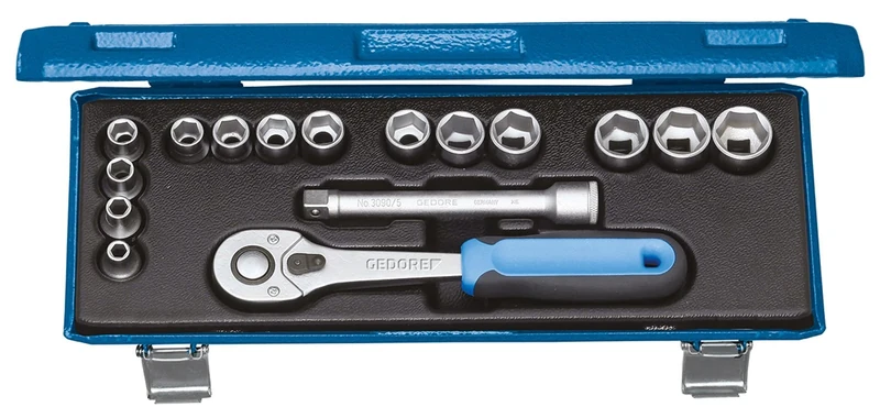 Gedore 30JMU-10 3/8-Inch Tool Set - Blue/Silver (16-Piece)
