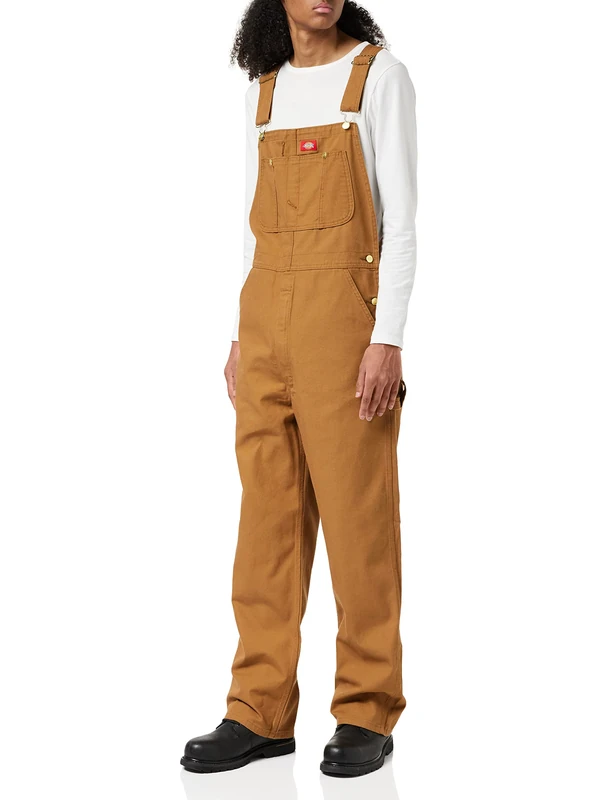 Dickies Men's Bib Smooth Straight Workwear Overalls - Brown