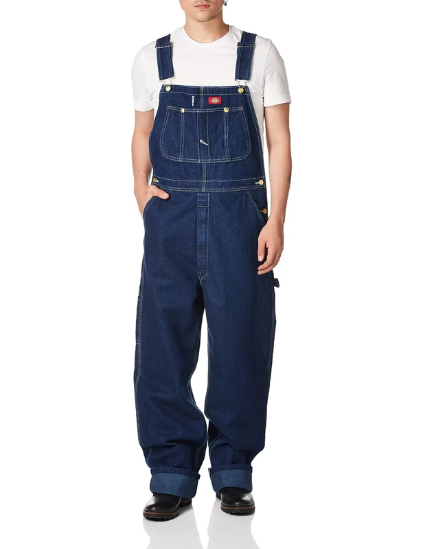 Dickies Men's Bib Smooth Straight Dungarees, Blue (Bleu Rnsd Ind/Blu), W38/L32 (Manufacturer Size: W38/L32)