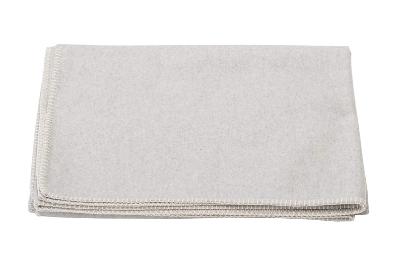 David Fussenegger Sylt Cotton Blanket, Plain Colour with Decorative Stitching, felt, 140 cm x 200 cm