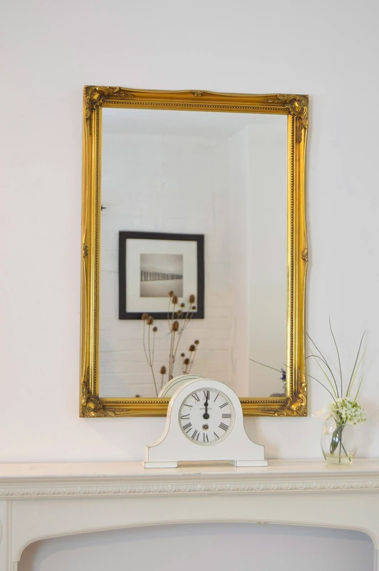 Modec Mirrors New Large 34" X 24" Shabby Chic Style Swept Glass Wall/Hall Mirror-6 Colours Available, Gold, 30" x20"