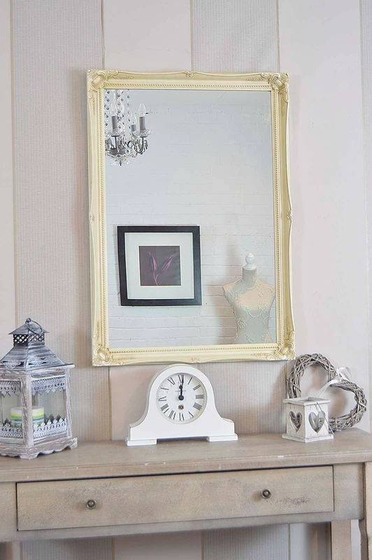 FRAMES BY POST New Large 34" X 24" Shabby Chic Style Swept Glass Wall/Hall Mirror-6 Colours Available, Antique Cream, Wood, 86x61,816127100-3