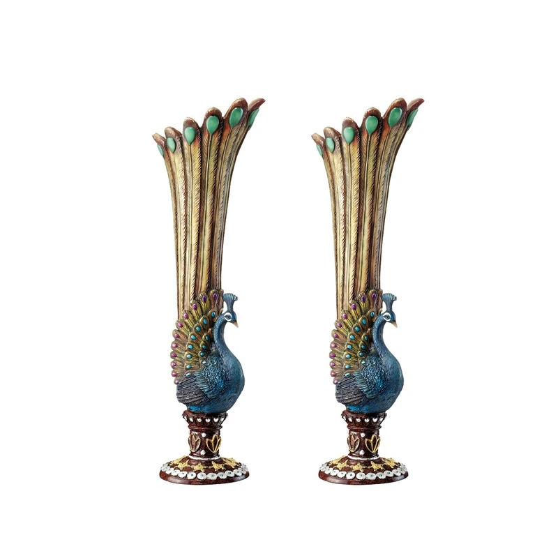 Design Toscano Peacock Bud Vase - Set of 2