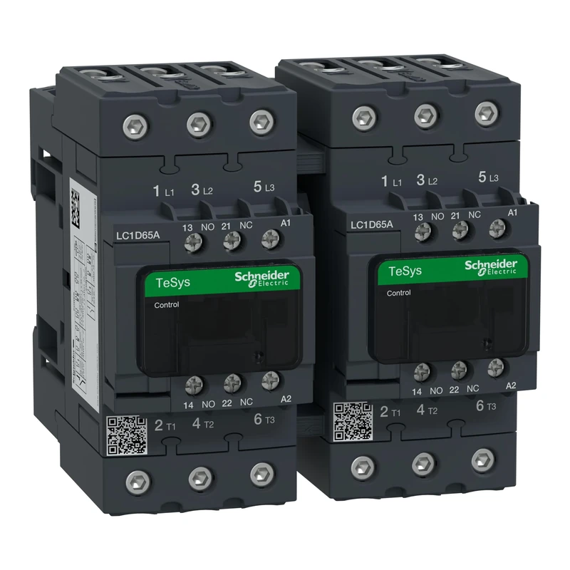 Schneider Electric TeSys Deca reversing contactor,3P(3NO),AC-3,=440V 65A,48V AC coil,LC2D65AE7
