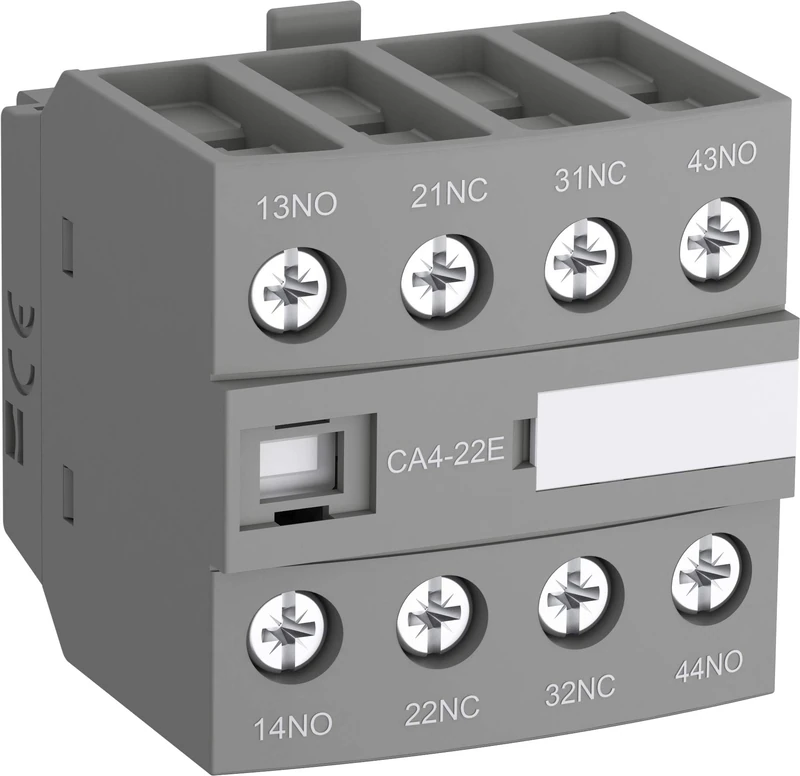ABB CA4-40E Front Mount Auxiliary Contact Block, 1 or 4 Pole, 4NO, 0NC, 24-690V, 50/60Hz (ABB1SBN010140R1040)