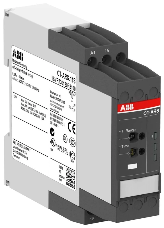 ABB CT-ARS.11S Time Relay, True OFF-Delay 1c/o, 24-240V AC/DC (ABB1SVR730120R3100)