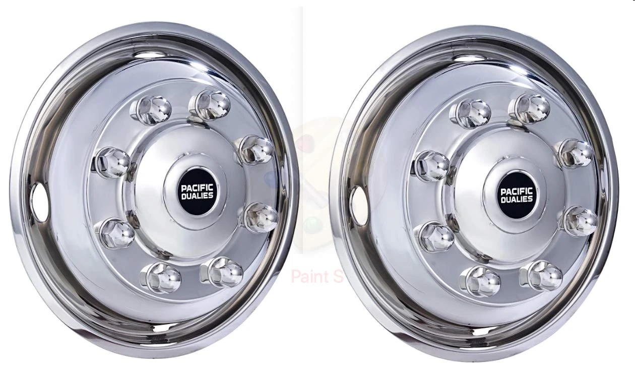 Pacific Dualies 33-2950 19.5" Stainless Steel Wheel Simulator Front Tag-Axle Kit for Chevy 2010 - Earlier GMC 4500/5500/6500 & 2014 - Earlier Ford F650 Truck RV Motorhome