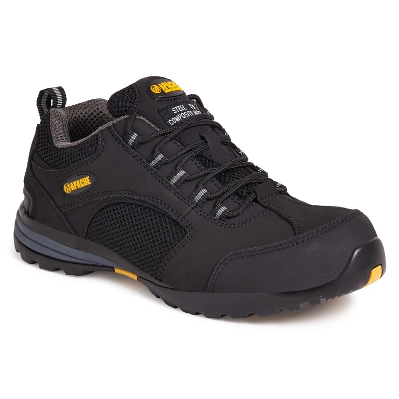 Apache AP318SM Safety Trainer | Black Size 10 UK | Steel Toe Cap | Midsole Protection | Padded Collar and Tongue | Safety Certified | Durable Outsole
