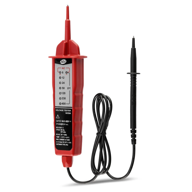 REV 0037305702 Current Tester, Voltage Tester 400 V, 7-Stage LED Display, Red