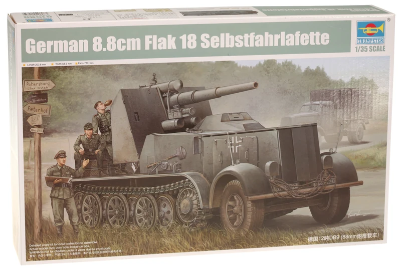 Trumpeter 1/35 German 8.8cm Flak 18 88mm Selbstfahrlafette # 01585