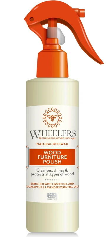 Wheelers Natural Wood Furniture Polish Spray (300ml) Natural Beeswax and Essential Oils, Easy to Use Beeswax Polish for Wood Furniture, Bookshelves, Doors and More, Works on All Types - Made in UK - Image 1