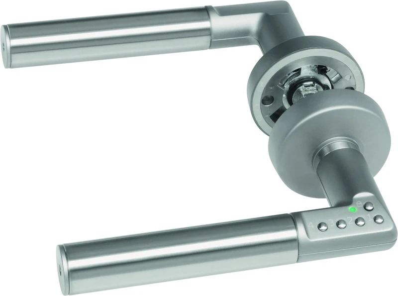 Assa Abloy Code A 492-08---12---6 Left-Hand Door Handle, Silver - Image 1