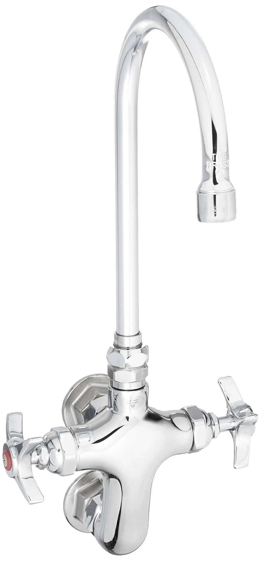 TS Brass B-0316 Wall Mount Swivel Gooseneck Vertical Double Pantry Water Tap Faucet with Stream Regulator