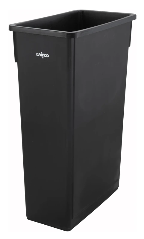 Winco Slender Trash Can, 23-Gallon, Black