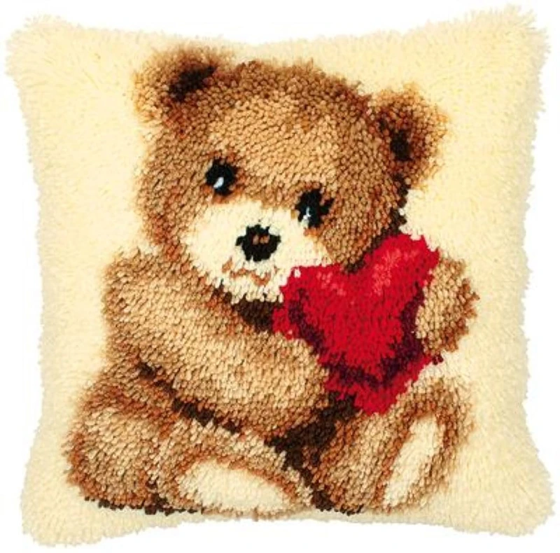 Vervaco Teddy Latch Hook Cushion, Multi-Colour