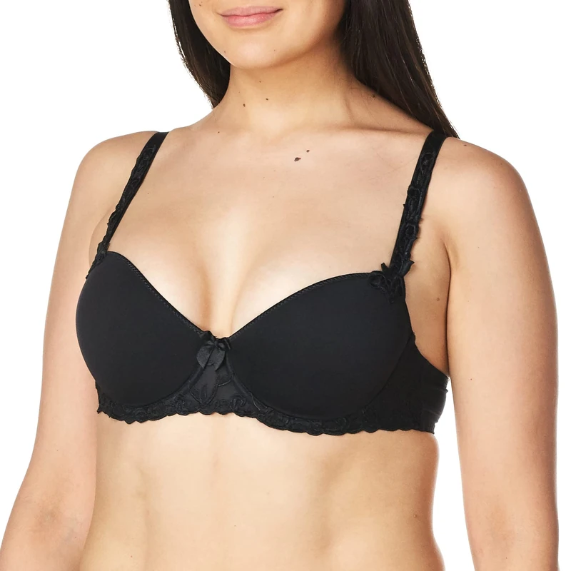 Simone Perele Women’s Andora 3D Molded-Cup Bra: French T-Shirt Bra Style, Black, 32F