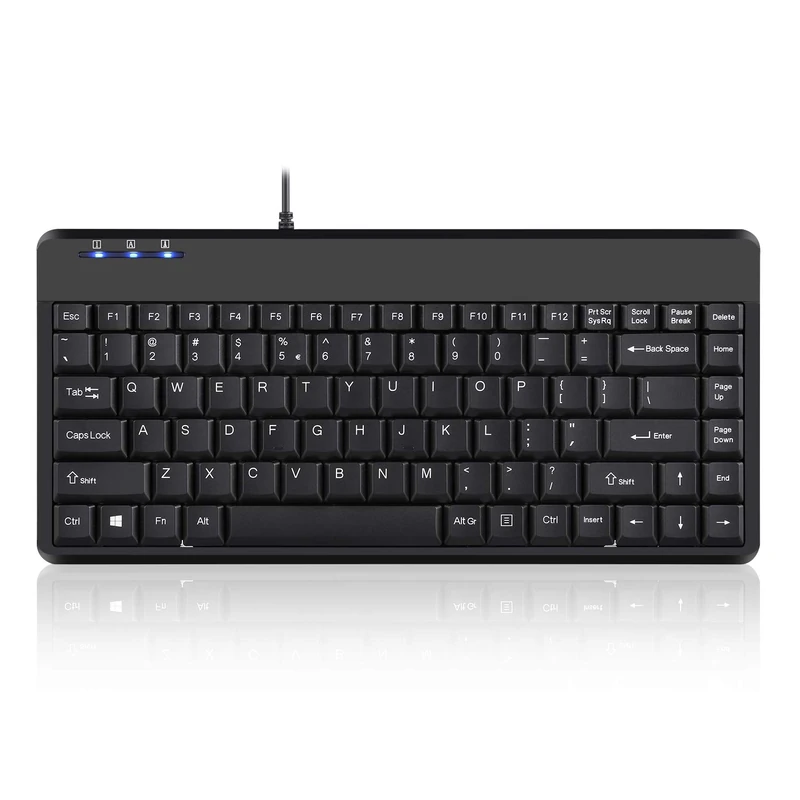 perixx Periboard-409H, Mini Keyboard with USB Port - 12.40x5.79x0.79 Inch Dimension - Piano Finish Black - Build In 2X USB2.0 Hubs - USB Interface, US English Layout