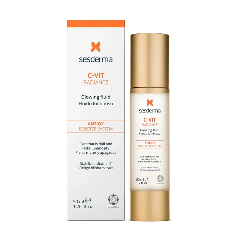 Sesderma C-Vit Radiance Glowing Fluid 50ml - Daily Vitamin C Serum for Face - Anti-Wrinkle & Radiance Uplift - Ideal for Combination Skin with Nanotech Technology