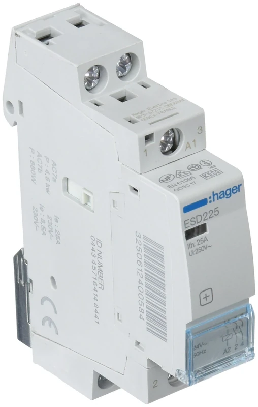 Hager – ESD225 – CONTACTOR, 25 A, 2 NA, 24 V