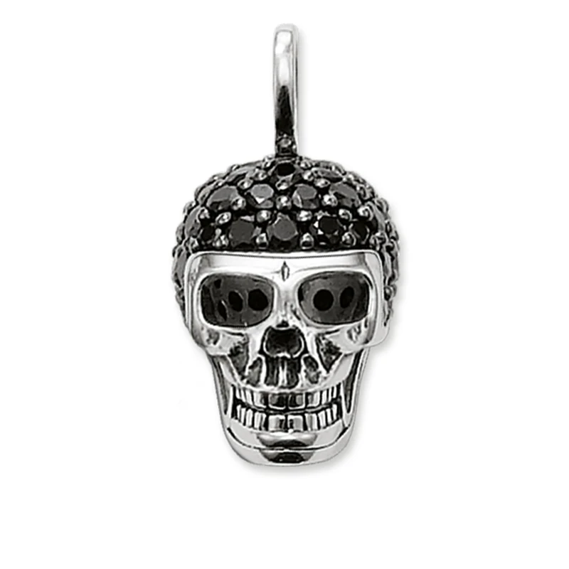 Thomas Sabo Pendant Skull pavé Pendant Skull 925 Sterling Silver, Blackened