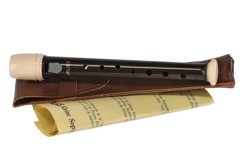 Aulos C-Garklein recorder Symphony 501S, flute (baroque fingering, complete with bag and fingering chart, synthetic resin, bent windway), dark brown