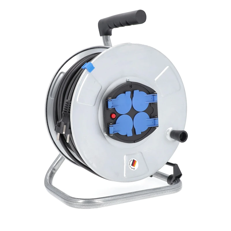 AS – Schwabe 10412 Metal Cable Drum 285 mm Diameter H05RR-F 3G1.5 with IP20 Indoor, 10411
