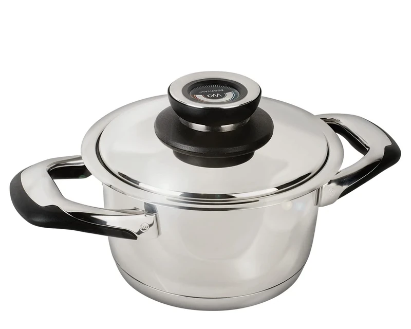 Ecovitam – 1.8 L stainless steel 18/10 cooking pot – Diameter 16 cm – Suitable for all heat sources – Built-in thermometer