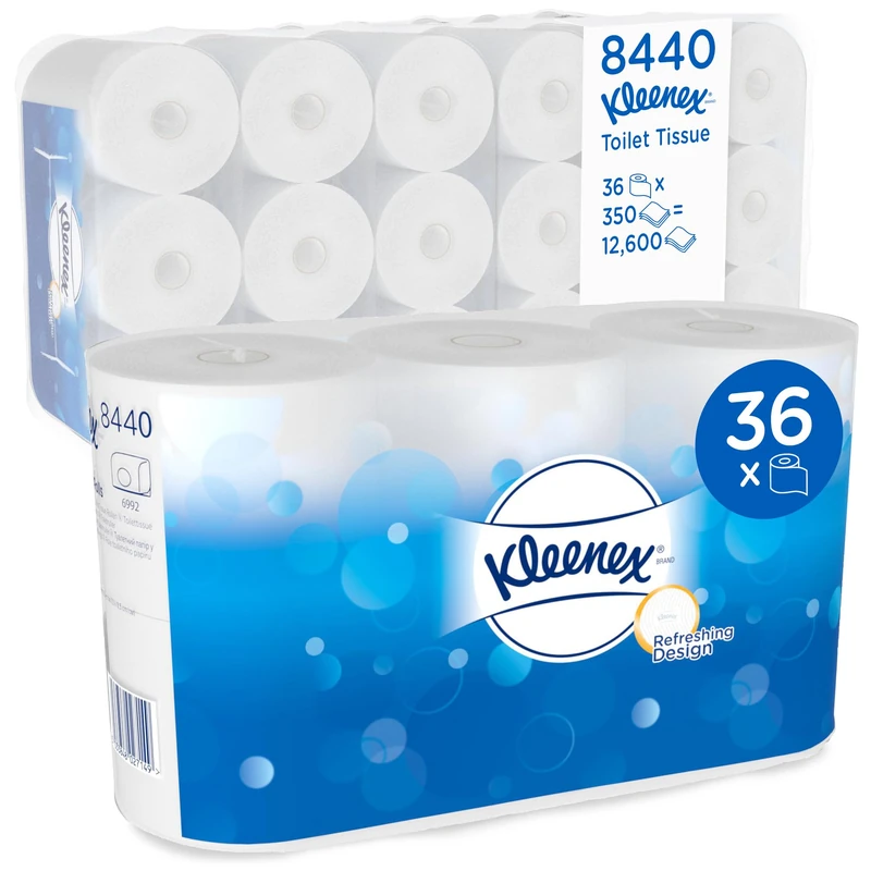 Kleenex, 8440, Standard Roll Toilet Tissue, 3 ply, White, 36 Rolls x 350 Sheets