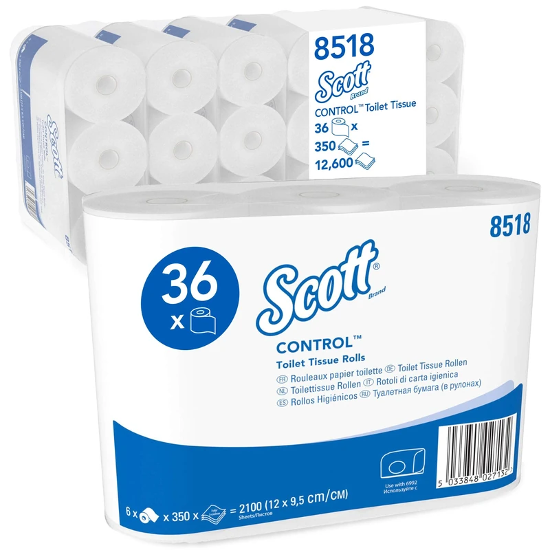 Scott Control, 8518, Standard Roll Toilet Tissue, 3 ply, White, 36 rolls x 350 sheets
