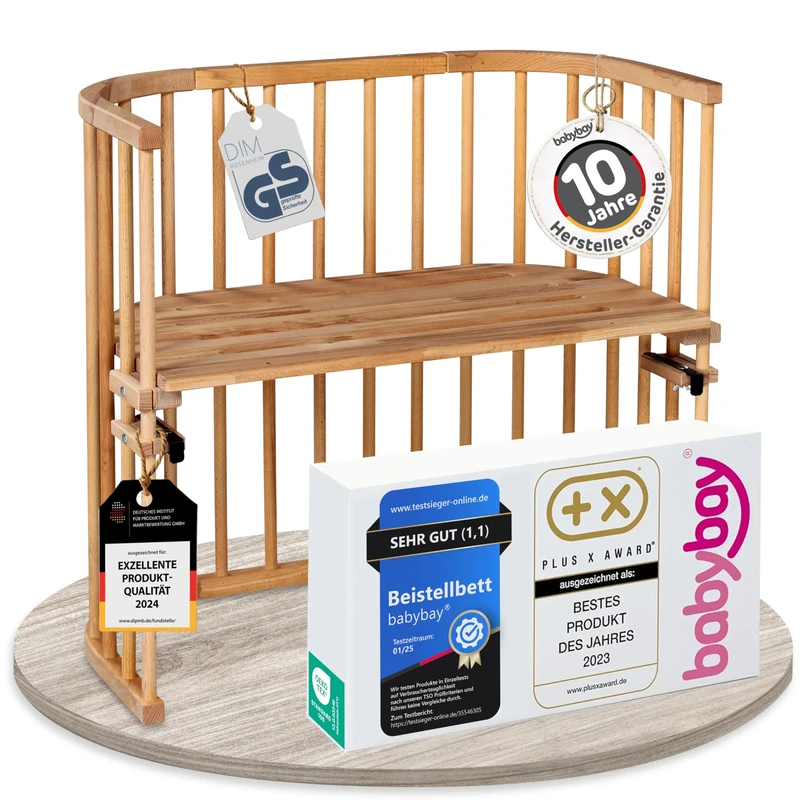 Babybay Core Beech Oiled Original Varnished bedside sleeper Cot